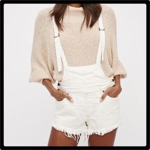 ❤️❤️Free People Strappy Shortalls White Short Overalls Sz 26